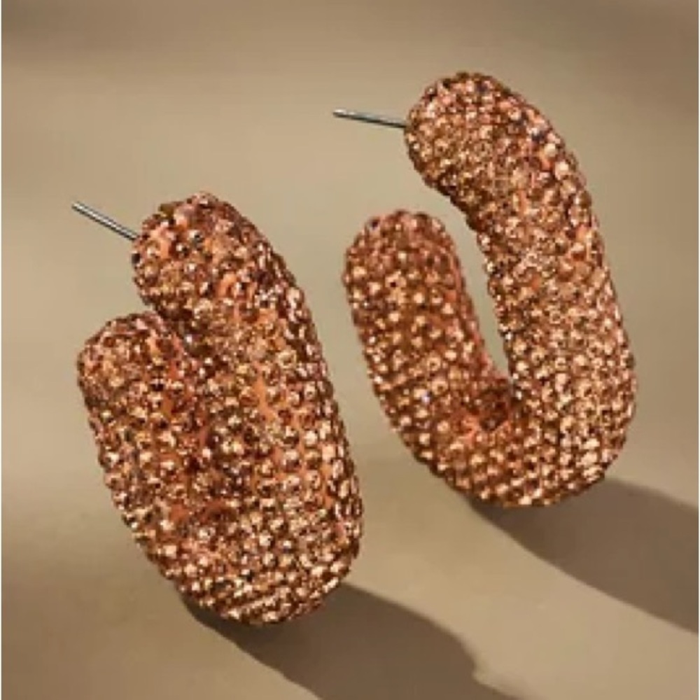 Anthropologie‎ | OBLONG PAVÉ HOOP EARRINGS